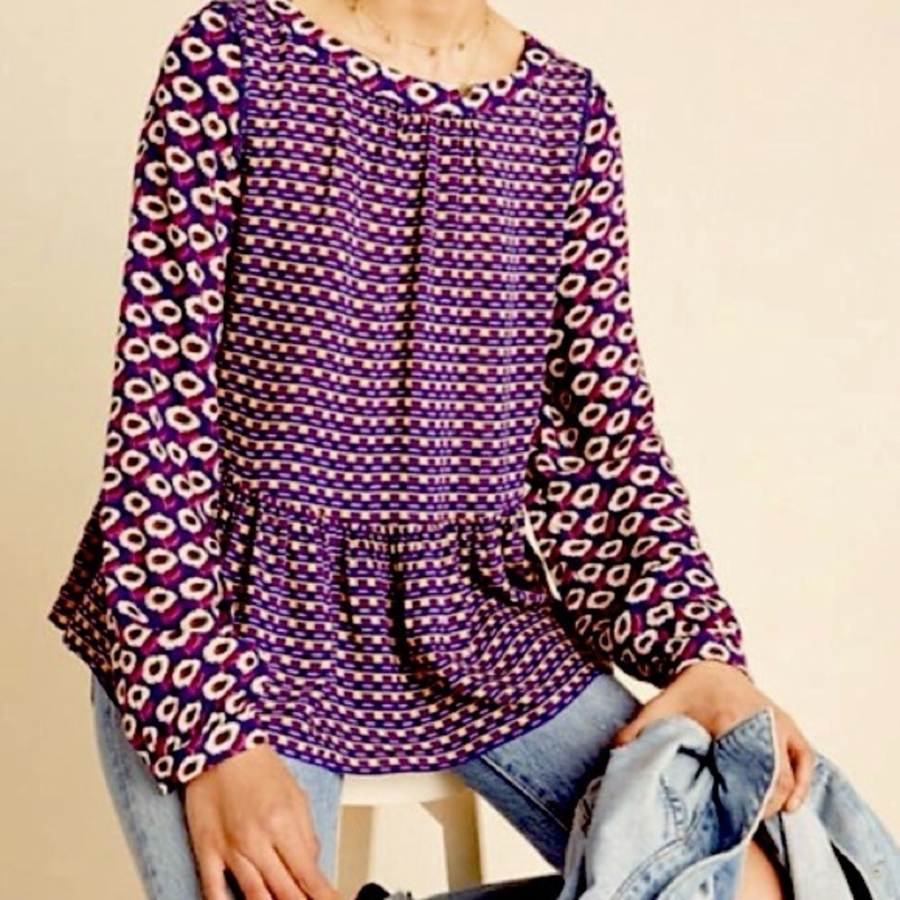 ANTHROPOLOGIE Maeve Cheyenne Peplum Blouse Size XS